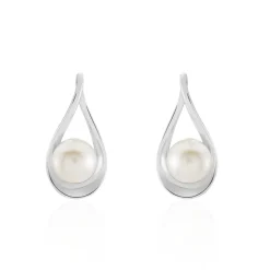 Boucles D'oreilles Pendantes Loren Argent Blanc Perle De Culture-Histoire d'Or Outlet