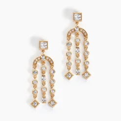 Histoire d'Or Boucles D'oreilles Pendantes Gold Chandelier Plaqué Or Oxyde Zirconium