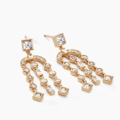 Histoire d'Or Boucles D'oreilles Pendantes Gold Chandelier Plaqué Or Oxyde Zirconium