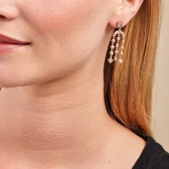 Histoire d'Or Boucles D'oreilles Pendantes Gold Chandelier Plaqué Or Oxyde Zirconium