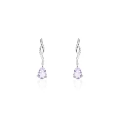 Boucles D'oreilles Pendantes Assaf Or Blanc Amethyste Et Oxyde-Histoire d'Or Online