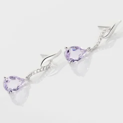 Boucles D'oreilles Pendantes Assaf Or Blanc Amethyste Et Oxyde-Histoire d'Or Online