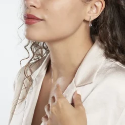 Boucles D'oreilles Pendantes Assaf Or Blanc Amethyste Et Oxyde-Histoire d'Or Online