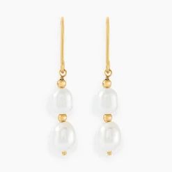 Histoire d'Or Boucles D'oreilles Pendantes Pearly Or Jaune Perle De Culture