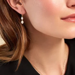 Histoire d'Or Boucles D'oreilles Pendantes Pearly Or Jaune Perle De Culture