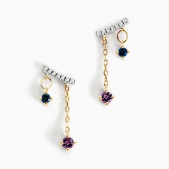 Boucles D'oreilles Pendantes Universe Or Jaune Améthyste Topaze Oxyde-Histoire d'Or Discount