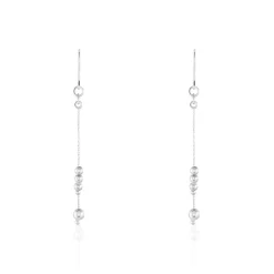 Histoire d'Or Boucles D'oreilles Pendantes Manou Argent Blanc