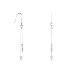 Histoire d'Or Boucles D'oreilles Pendantes Manou Argent Blanc