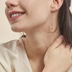 Histoire d'Or Boucles D'oreilles Pendantes Manou Argent Blanc