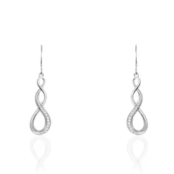 Boucles D'oreilles Pendantes Ayhan Argent Blanc Oxyde De Zirconium-Histoire d'Or Sale