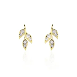 Histoire d'Or Boucles D'oreilles Pendantes Edia Feuille Or Jaune Oxyde De Zirconium