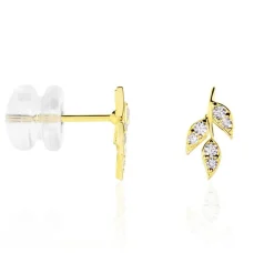 Histoire d'Or Boucles D'oreilles Pendantes Edia Feuille Or Jaune Oxyde De Zirconium