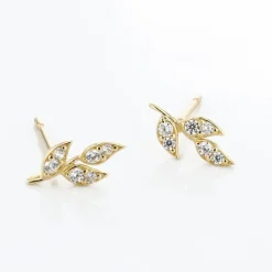 Histoire d'Or Boucles D'oreilles Pendantes Edia Feuille Or Jaune Oxyde De Zirconium