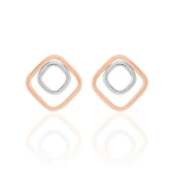 Histoire d'Or Boucles D'oreilles Pendantes Artahe Carree Or Bicolore