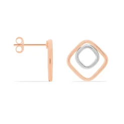 Histoire d'Or Boucles D'oreilles Pendantes Artahe Carree Or Bicolore