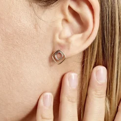 Histoire d'Or Boucles D'oreilles Pendantes Artahe Carree Or Bicolore