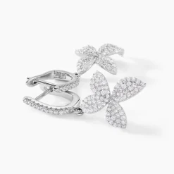 Histoire d'Or Boucles D'oreilles Pendantes Radiant Bloom Argent Blanc Oxyde