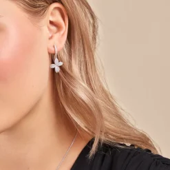 Histoire d'Or Boucles D'oreilles Pendantes Radiant Bloom Argent Blanc Oxyde