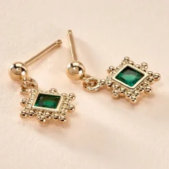 Histoire d'Or Boucles D'oreilles Pendantes Bobbie Plaqué Or Jaune Spinelle