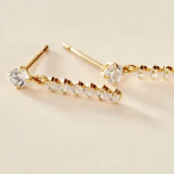 Boucles D'oreilles Pendantes Barakat Or Jaune Oxyde De Zirconium-Histoire d'Or New