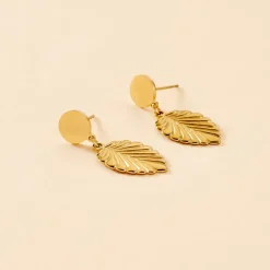 Boucles D'oreilles Pendantes Hristina Acier Jaune-Histoire d'Or Hot