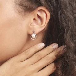 Boucles D'oreilles Pendantes Ivana Argent Blanc Perle De Culture-Histoire d'Or Clearance