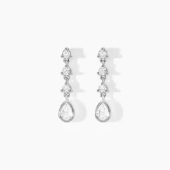Histoire d'Or Boucles D'oreilles Pendantes Hida Argent Blanc Oxyde De Zirconium