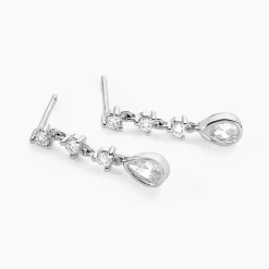 Histoire d'Or Boucles D'oreilles Pendantes Hida Argent Blanc Oxyde De Zirconium