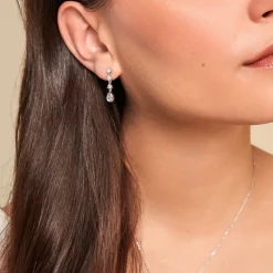 Histoire d'Or Boucles D'oreilles Pendantes Hida Argent Blanc Oxyde De Zirconium