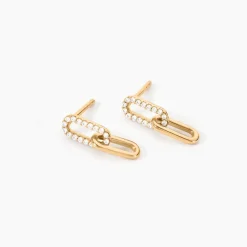 Boucles D'Oreilles Pendantes Lueur Plaqué Or Jaune Oxyde De Zirconium-Histoire d'Or