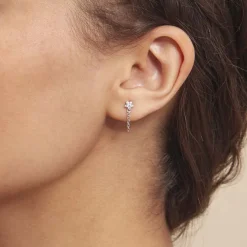 Histoire d'Or Boucles D'oreilles Pendantes Argent Blanc Tamako Oxydes De Zirconium