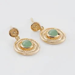 Histoire d'Or Boucles D'oreilles Pendantes Hugolin Plaqué Or Aventurine