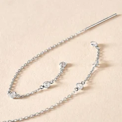 Histoire d'Or Boucles D'oreilles Pendantes Themis Argent Blanc Oxyde De Zirconium