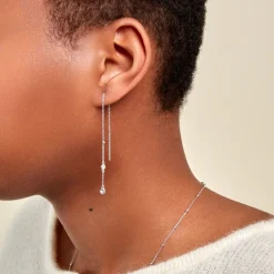 Histoire d'Or Boucles D'oreilles Pendantes Themis Argent Blanc Oxyde De Zirconium