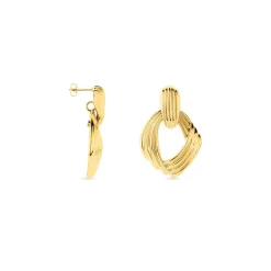 Boucles D'oreilles Pendantes Estefany Acier Inoxydable Doré-Histoire d'Or