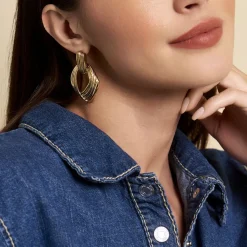 Boucles D'oreilles Pendantes Estefany Acier Inoxydable Doré-Histoire d'Or