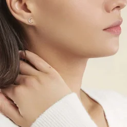 Histoire d'Or Boucles D'oreilles Pendantes Francoise-marie Lune Or Jaune Oxyde