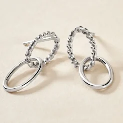 Histoire d'Or Boucles D'oreilles Pendantes Cherise Argent Blanc