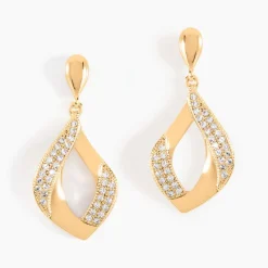 Boucles D'oreilles Pendantes Mai-lee Plaqué Or Oxyde De Zirconium-Histoire d'Or Outlet