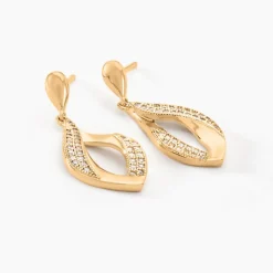 Boucles D'oreilles Pendantes Mai-lee Plaqué Or Oxyde De Zirconium-Histoire d'Or Outlet