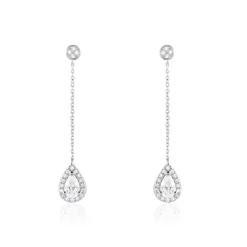 Histoire d'Or Boucles D'oreilles Pendantes Searlas Or Blanc Oxyde De Zirconium