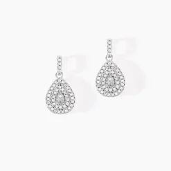 Boucles D'oreilles Pendantes Lysa Argent Blanc Oxyde De Zirconium-Histoire d'Or Clearance