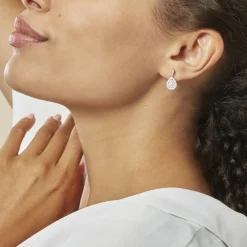 Boucles D'oreilles Pendantes Lysa Argent Blanc Oxyde De Zirconium-Histoire d'Or Clearance