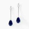Histoire d'Or Boucles D'oreilles Pendantes Goutte Or Blanc Saphir