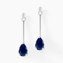 Histoire d'Or Boucles D'oreilles Pendantes Goutte Or Blanc Saphir