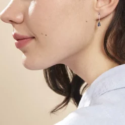 Histoire d'Or Boucles D'oreilles Pendantes Goutte Or Blanc Saphir