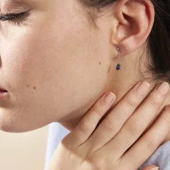 Histoire d'Or Boucles D'oreilles Pendantes Goutte Or Blanc Saphir