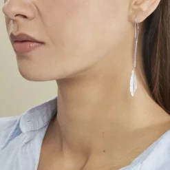 Histoire d'Or Boucles D'oreilles Pendantes Euriell Argent Blanc