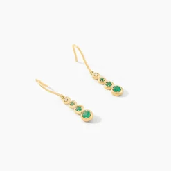 Boucles D'oreilles Pendantes Josephine Or Jaune Emeraude-Histoire d'Or Sale