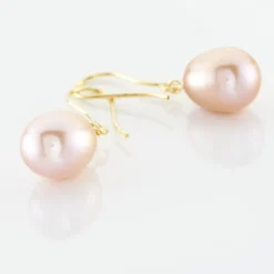 Boucles D'oreilles Pendantes Rose Or Jaune Perle De Culture-Histoire d'Or Clearance